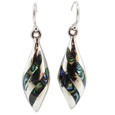 [Q5677] - Silver 'Heaven' Silver Mother-of-pearl Earrings - 30x10 Mm