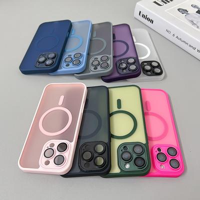 Magnetische Luxus Matte Durchscheinende Panzer Stoßfeste Hülle für IPhone 16 15 14 13 12 Pro Max für Magsafe Kabellose Ladeabdeckung