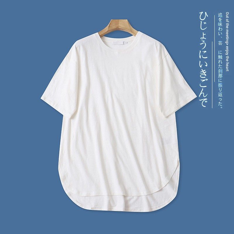 

R/30 Заказы Экспортированы в Японию Летняя Новинка Внешняя Торговля Женская одежда Мода Свободный Повседневный Пуловер с круглым вырезом Однотонная Хлопковая футболка White M