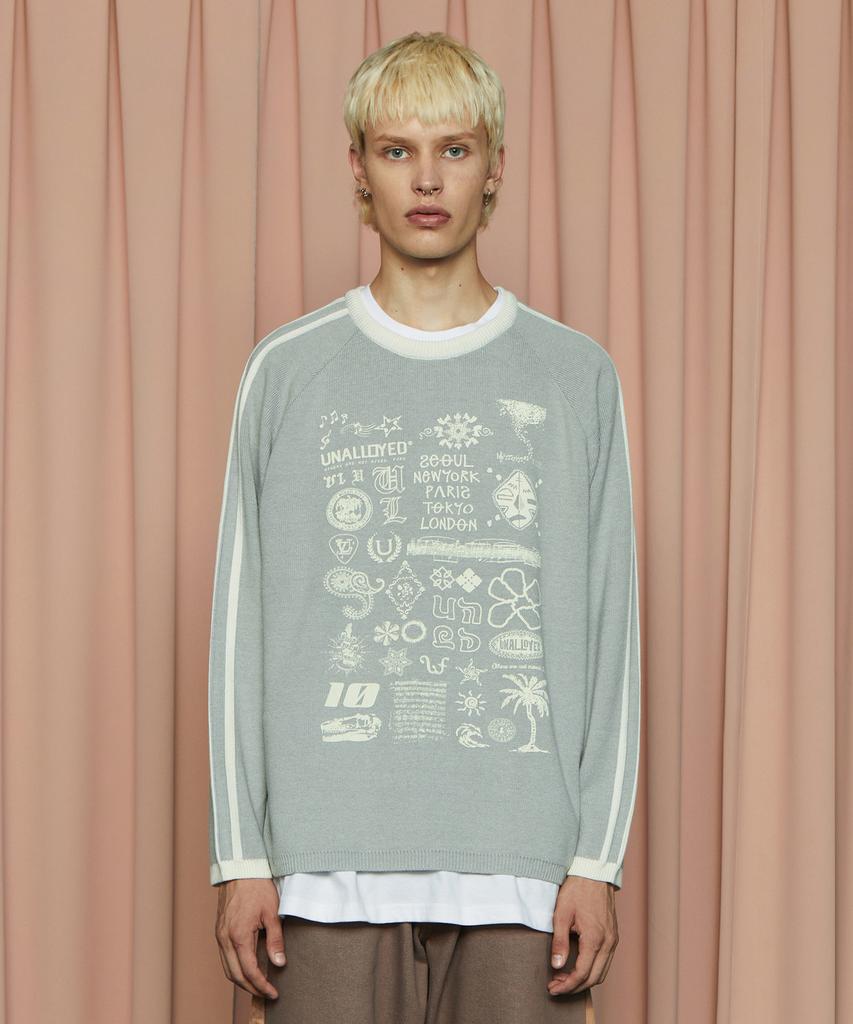UNALLOYED Line Graphic Knit / Gray