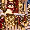 Joyful Holiday Atmosphere Lamps Lighted Christmas Railing Figurine, Cute Santa/Elk/Penguin/Gingerbread Cascading Lights Rail Light for Porch
