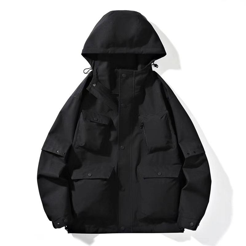 Jacket Jacket Men's Hooded Loose Versatile Trend Jacket Three-proof Tooling Jacket Couple Trend Sportswear
