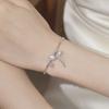 Pink Love Bow Imitation Broken Silver Bracelet Women'S Niche Exquisite High-End Sweet Bracelet