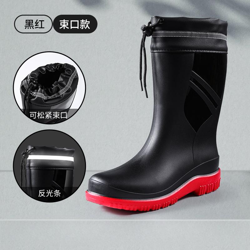Fashion Fashion Men's Medium Tube Rain Boots Outdoor Anti-Slip Rubber Galoshes Shoes for Men Waterproof Fishing Shoe Botas Lluvia Hombre