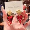 Retro Baroque Love Strawberry Women's Earrings Fruit Holiday Jewelry Ear Accessories