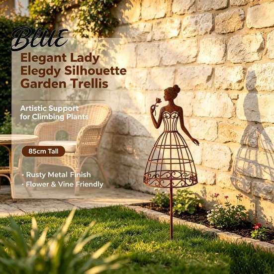 Artistic Garden Sculpture for Outdoors Vintage Lady Trellis Stake Rustic Metal Silhouette Plant Support Climbing Botanical Decor Outdoor Spaces Vines