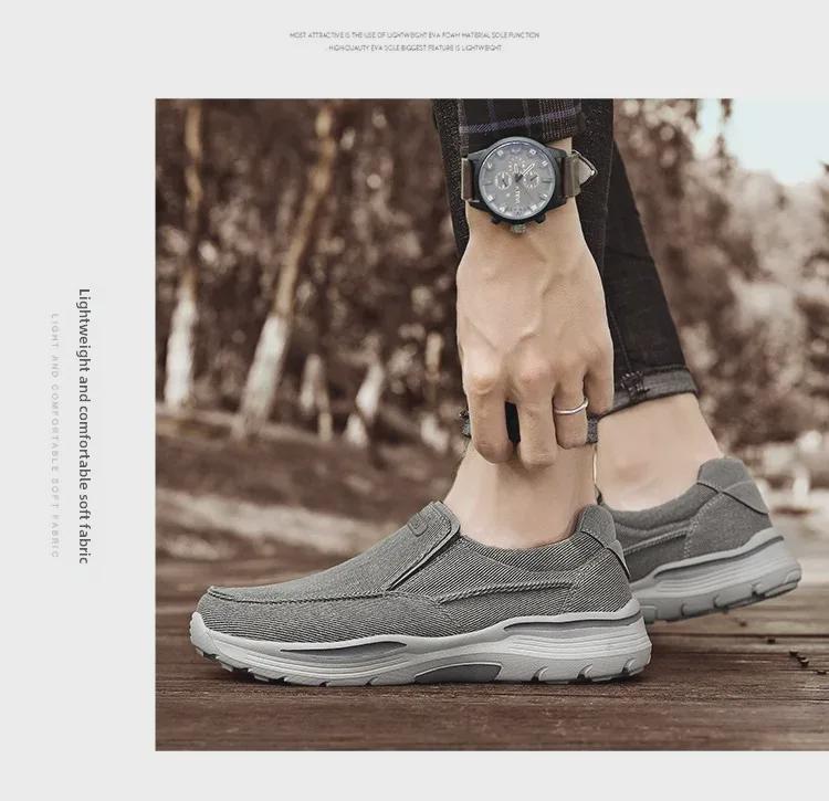 Herren Canvas Slipper in Übergröße - Old Beijing Stil, Loafer mit dicker Sohle, Größe 48.