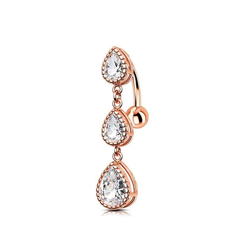 Human Puncture Jewelry Stainless Steel Pour Water Droplet -Shaped Navel Loop European And American Selling Navel Nails