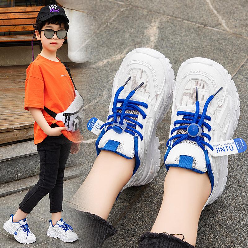 Girls' Double Mesh Sneakers2026New Spring and Autumn Children's Soft Sole White Shoes Boys' Casual Running Shoes