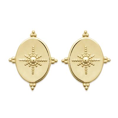 [R3599] - Gold Plated 'Cleopatra' Earrings - 19x15 Mm (North Star)