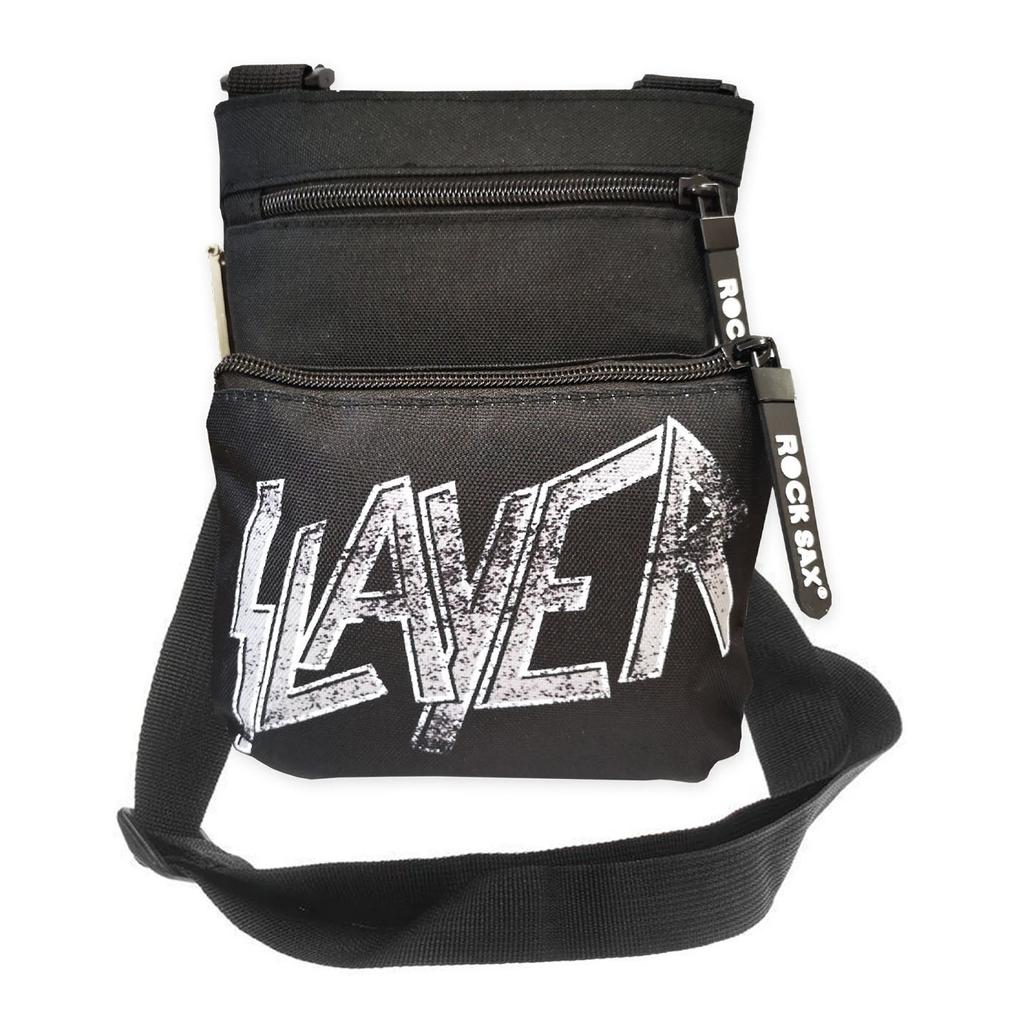 Borsa a tracolla Rock Sax con logo Slayer distorto e croce