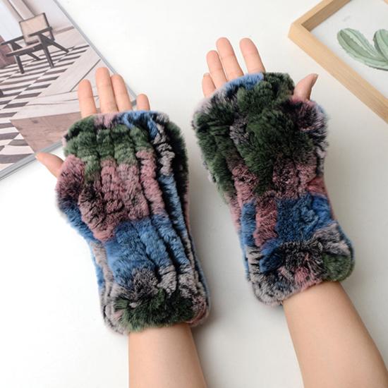 Neue Frauen 100% Echt Echte Gestrickte Rex Kaninchen Pelz Fäustlinge Winter Warme Dame Echtpelz Fingerlose Handschuhe Handgemachte Stricken Pelz handschuh