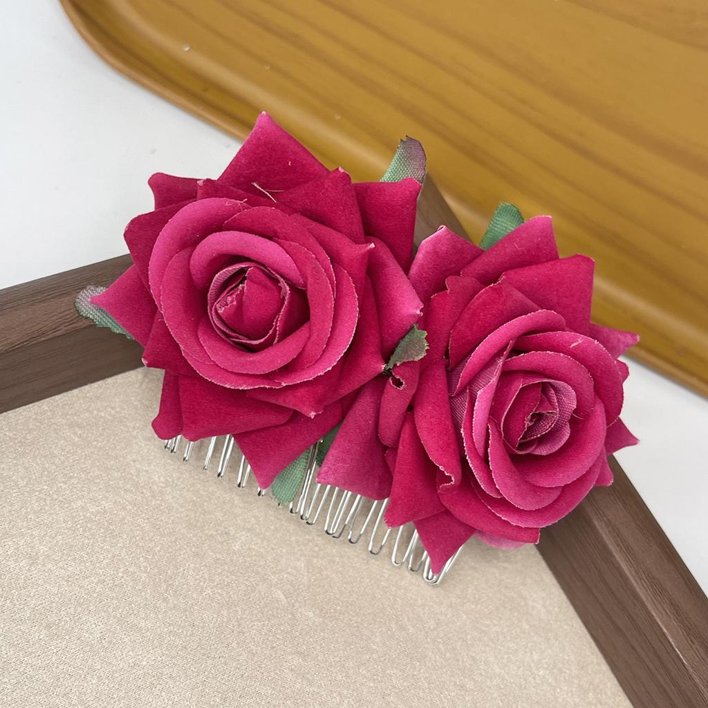 Neuer Braut Künstliche Rose Blume Haarnadel Samtstoff Haarkamm Frauen Hochzeit Brautjungfer Party Accessoires Haarspange Schmuck