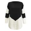Women's Temperament Loose Round Neck Stitching Knitted Long-sleeved Sweater