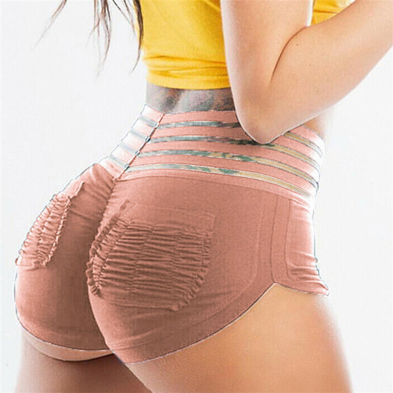 

Модные женские летние пляжные спортивные леггинсы с подъемом бедер, шорты с карманами S розовый