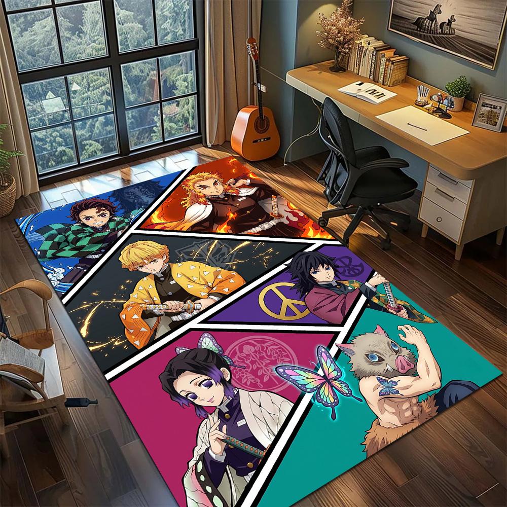 Demon Slayer Carpet Floor Mat Large Area Gamer Bedroom Washable Non Slip Home Room Decor YUN6512