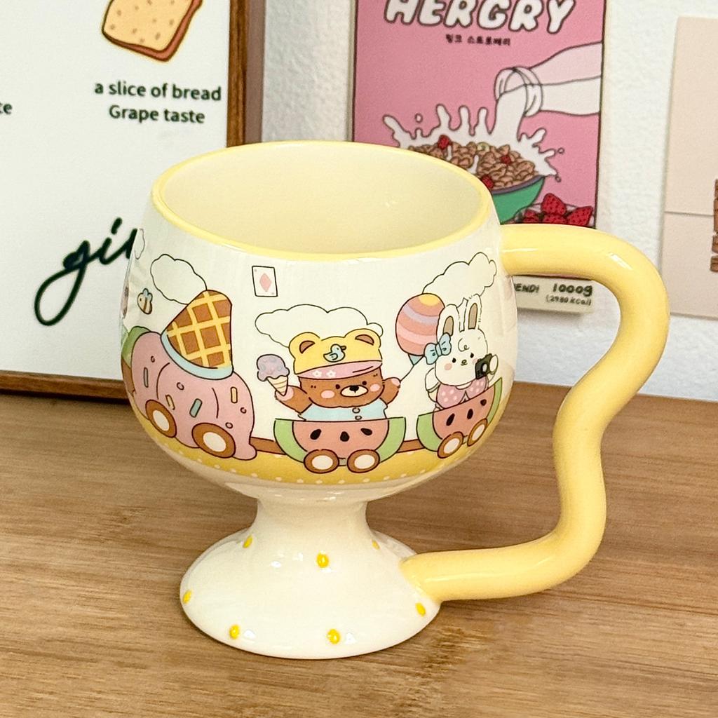 Cute Girl Goblet Cartoon Mug Ceramic Water Cup Household High-value Coffee Cup Good-looking Birthday Gift
