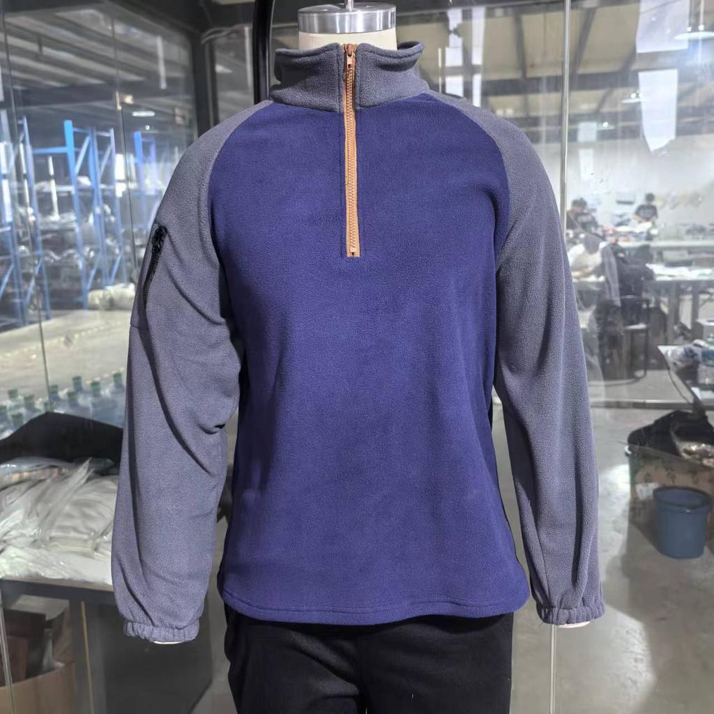 2026 Fashion Men's New Standing Collar Half Zipper Long Sleeve Casual Men's Coat Arm Zipper Pocket Tactical Hoodie Set Training Uniform