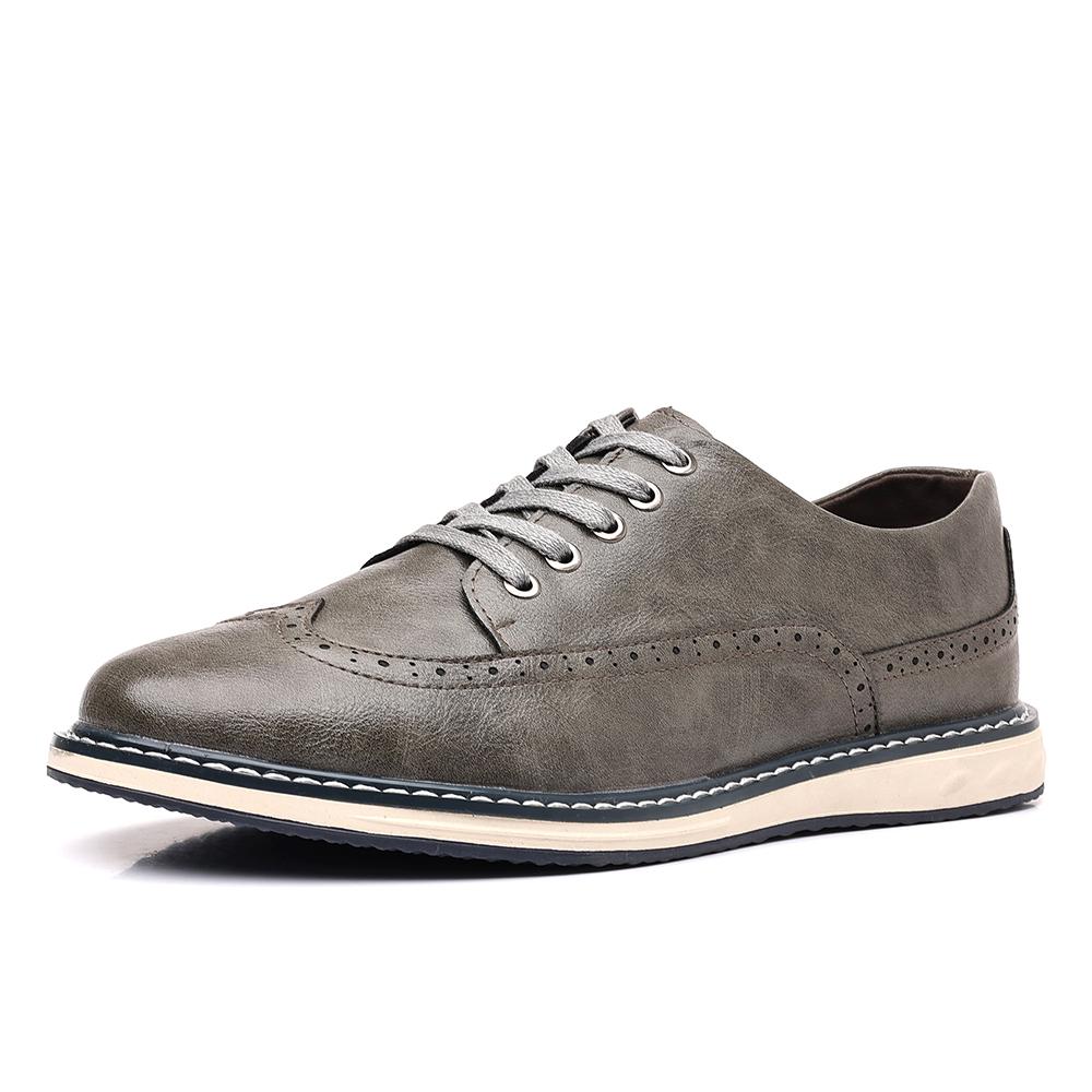 Men's Handmade Casual Leather Shoes Lace Up Breathable Brogue Shoes Fashion Comfortable Footwear for Daily Wear Office Leisure