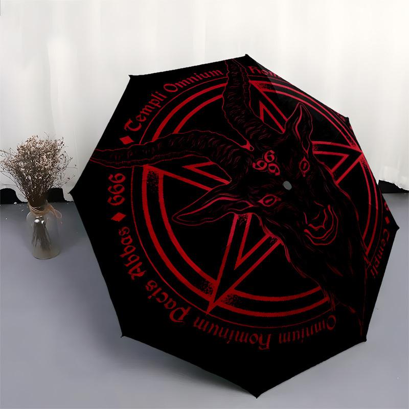 1pc Baphomet Symbol Satanic Artwork Umbrella with Plastic Handle,Suitable for All Seasons Home Travel Outdoor UmbrellaB1663