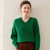 Women's V-neck Pure Cashmere Ribbed Stitch Loose Sweater - Autumn/Winter Thick, Skin-friendly Base Layer