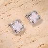 Exquisite Double-Layer Four-Leaf Clover Shell Titanium Steel Stud Earrings - Women's Non-Fading Jewelry