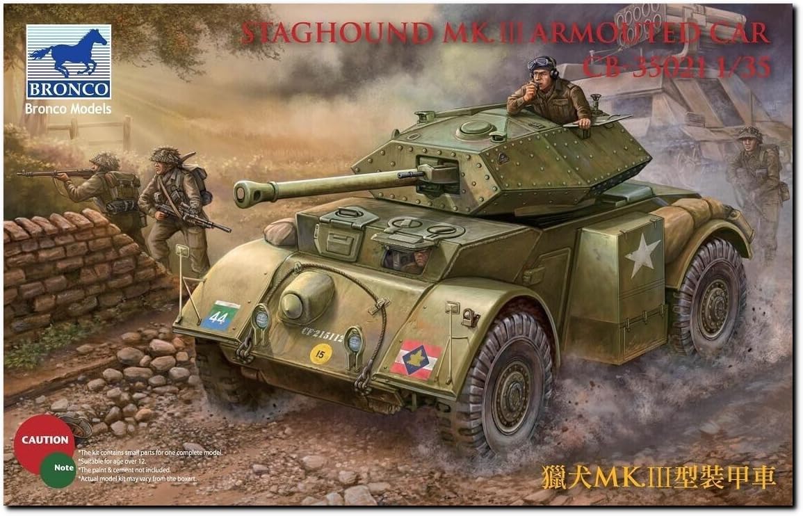 

Bronco Model Scale British Stack Hound Armoured Car with 75mm Plastic Model Kit CB35021 1/35 Mk.III Gun,