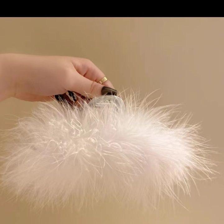 Shark Clip Autumn and Winter Feather Grab Clip High-end Ostrich Hair Hairpin Back Head Hair Hair Grab Super Fairy Headdress