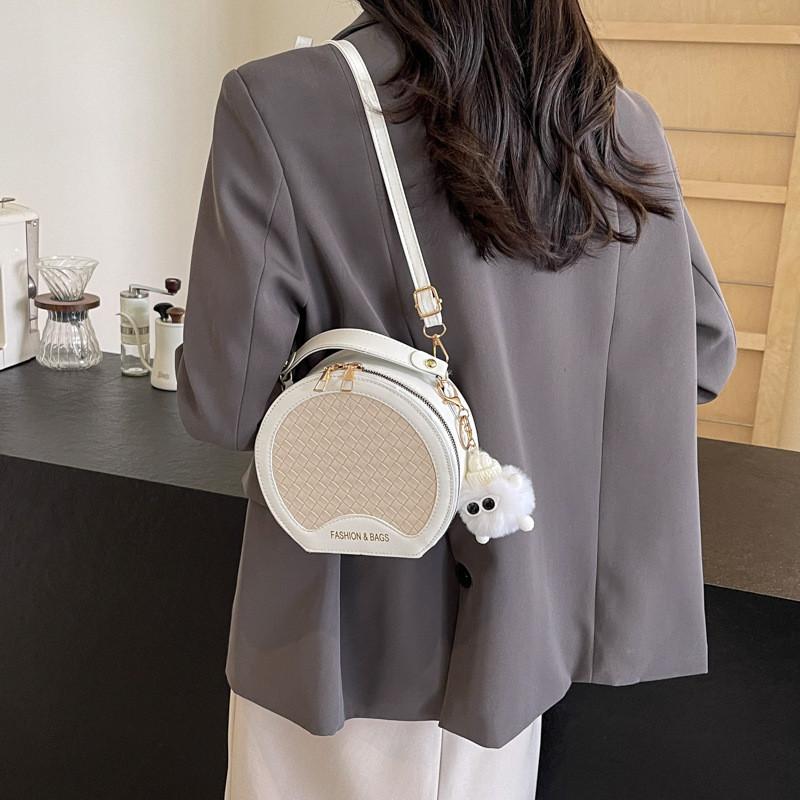 Stylowa Modna Damska Okrągła Torba Crossbody Z Zamknięciem Na Zamek Błyskawiczny W Szykownym Czarnym Kolorze