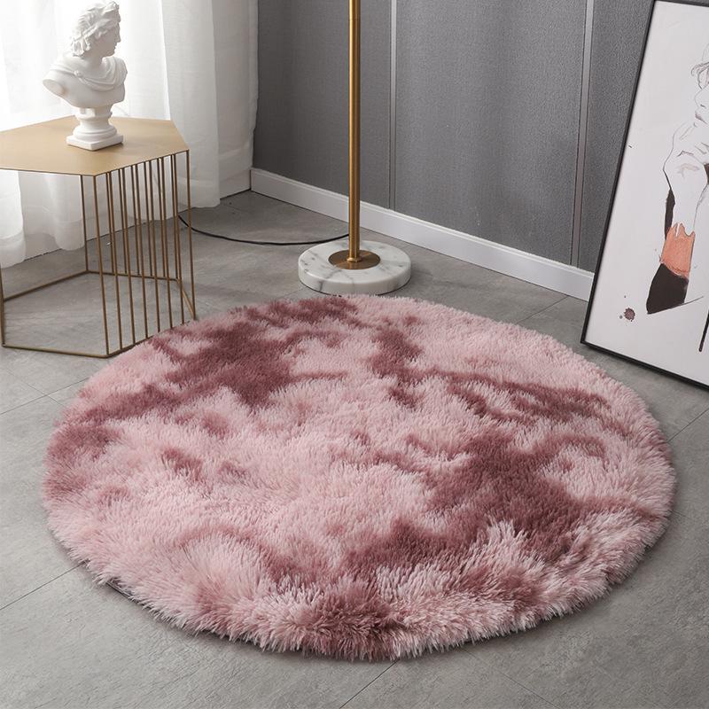 

Round Tie-Dye Long-Pile Floor Mat for Rocking Chair, Hanging Chair, or Computer Chair - Solid Color Design Diameter 40cm