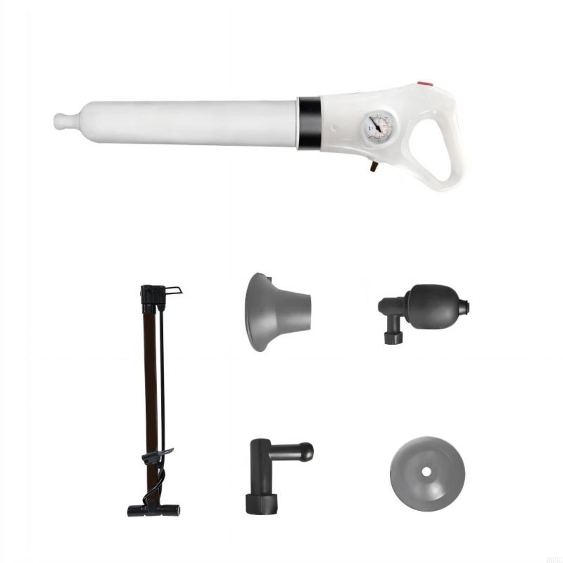 Declogger Toilet Drain Cleaner High Pressure Air Plunger With 3 Nozzles For Sink Bathtubs Pipe Clogs B03E