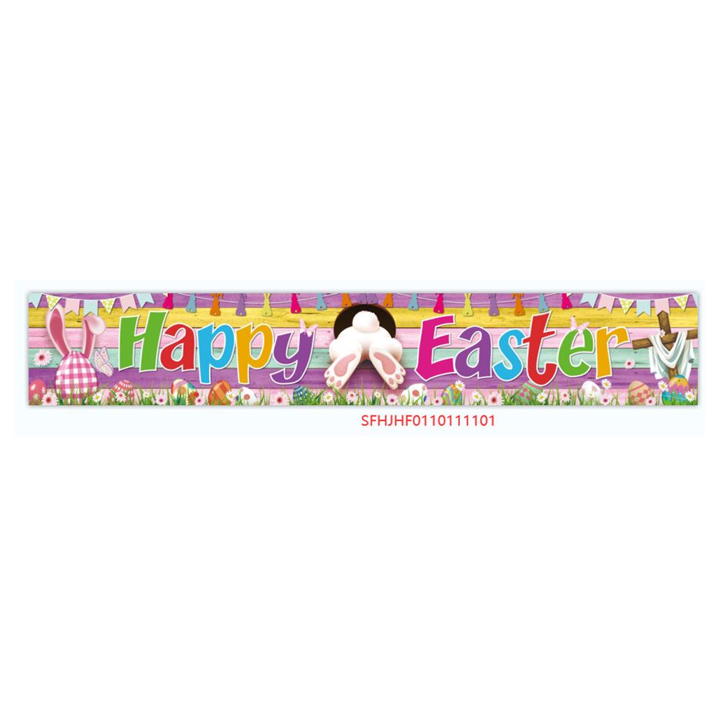 300 * 50Cm Easter Courtyard Porch Fence Decorative Banner Rabbit Egg Poster Custom