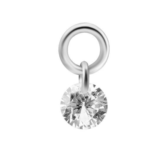 Tytanowy Charms - Cyrkonia- Srebrny - D-026