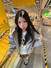 Women's Gray Oversized Hooded Sweatshirt Jacket - Autumn 2025