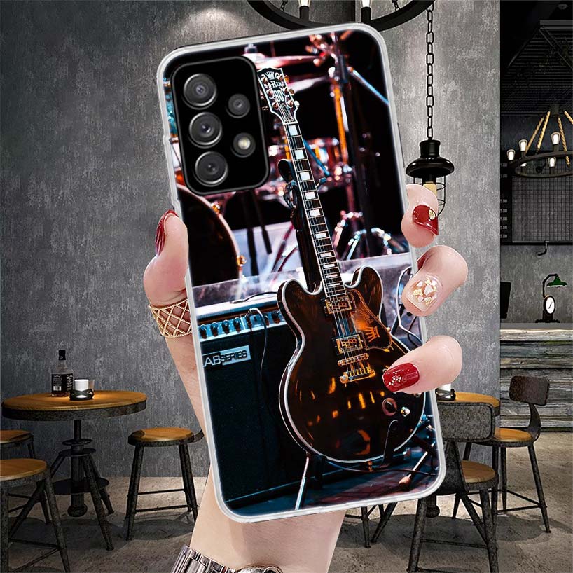 YA763-Music Score Musical Violin Guitar Phone Case For Samsung Galaxy A13 A14 A15 A16 A17 A53 A54 A55 A56 A57 A33 A34 A35 A36 A3