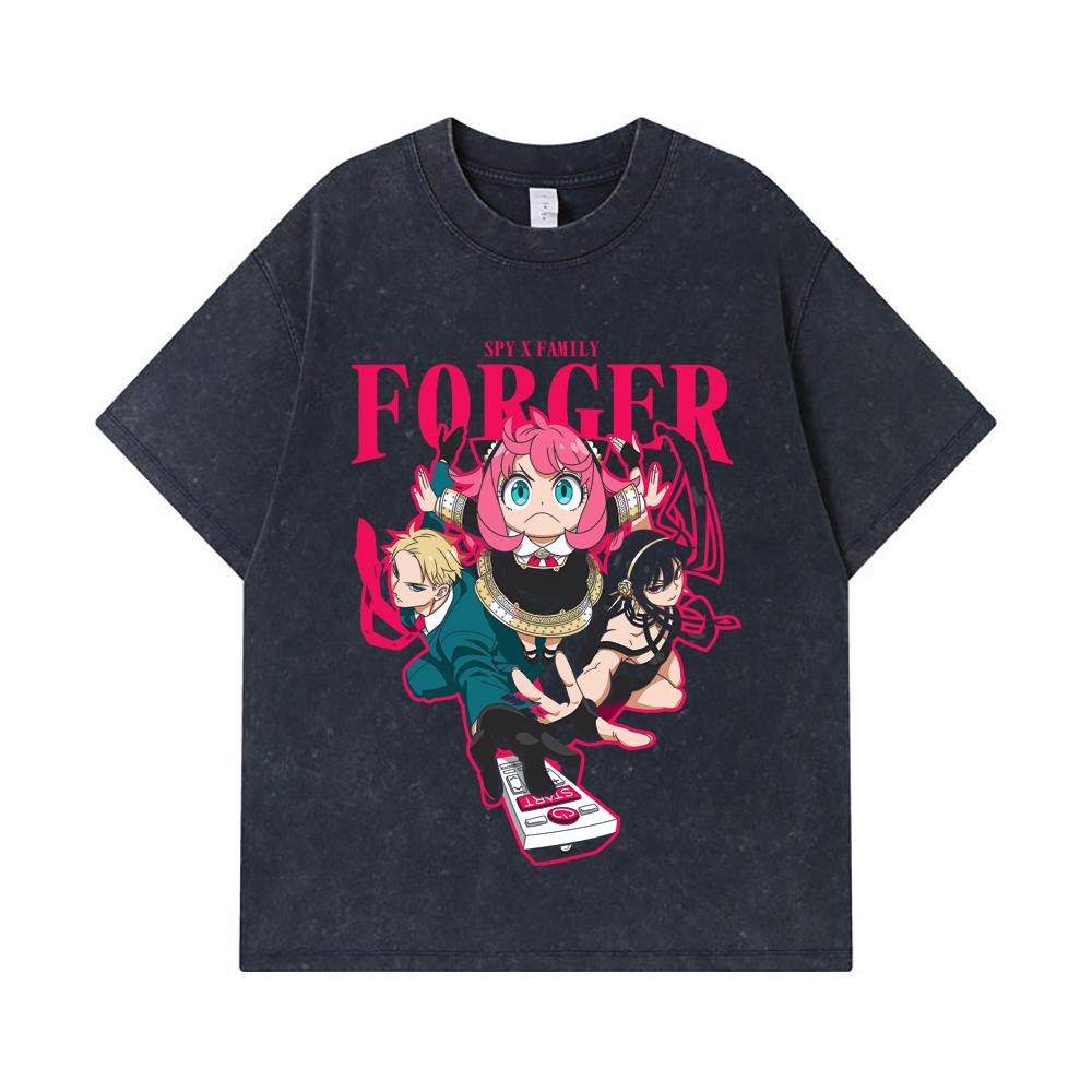 275 GSM Washed T-shirts 100% Cotton Spy X Family V1 Forger Print Unisex Heavy Cotton T Shirt