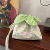 Printing Drawstring Bag Plaid Storage Bag New Bundle Pocket  Women Students