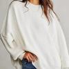 Women's Oversized Batwing Sweaters 2025 Fall Outfits Trendy Crewneck Knit Side Slit Fashion Pullover Tops
