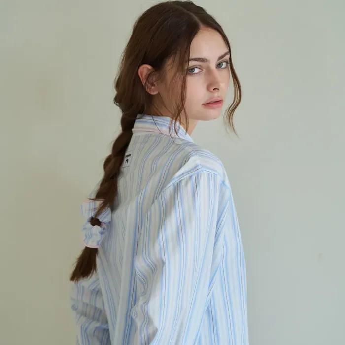 Blue piping hair scrunchie
