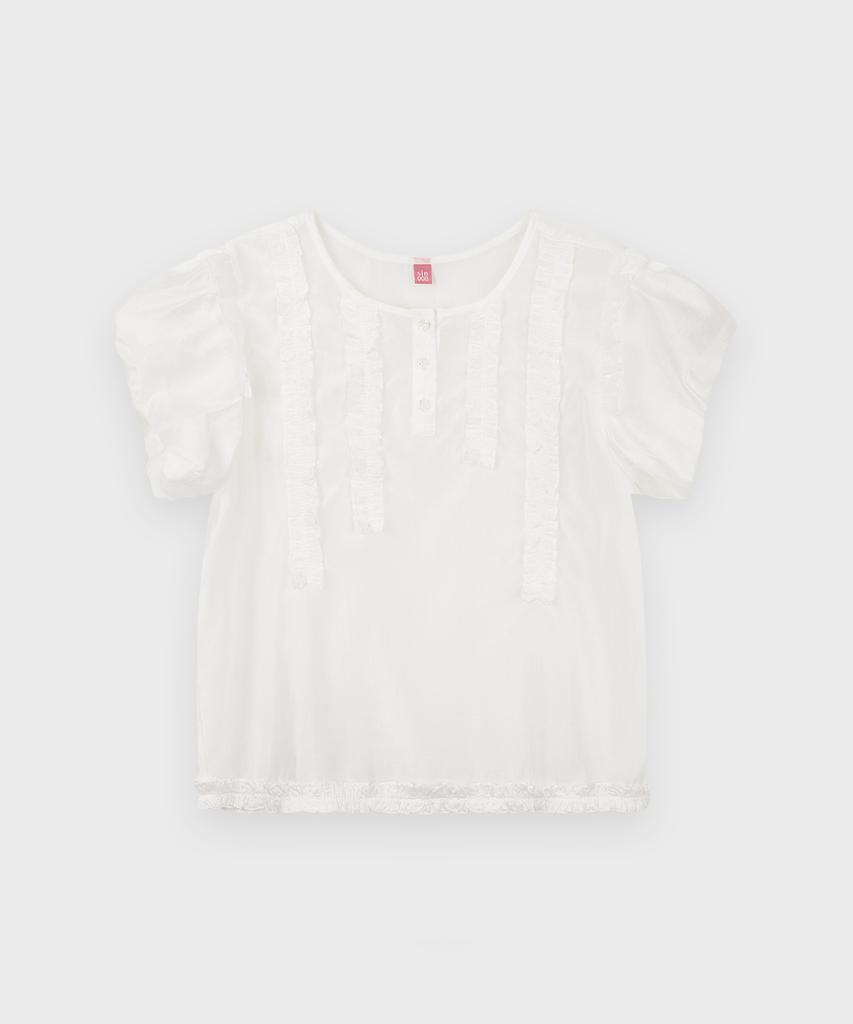 SINOON Babydoll Frill Blouse (White)