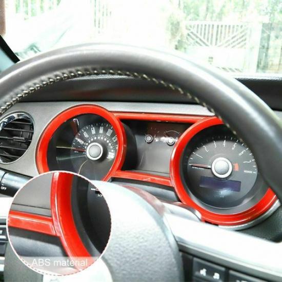 Dashboard Trument Box Ring Trim Cover Bezels For Ford Mustang 2010-2014 Red