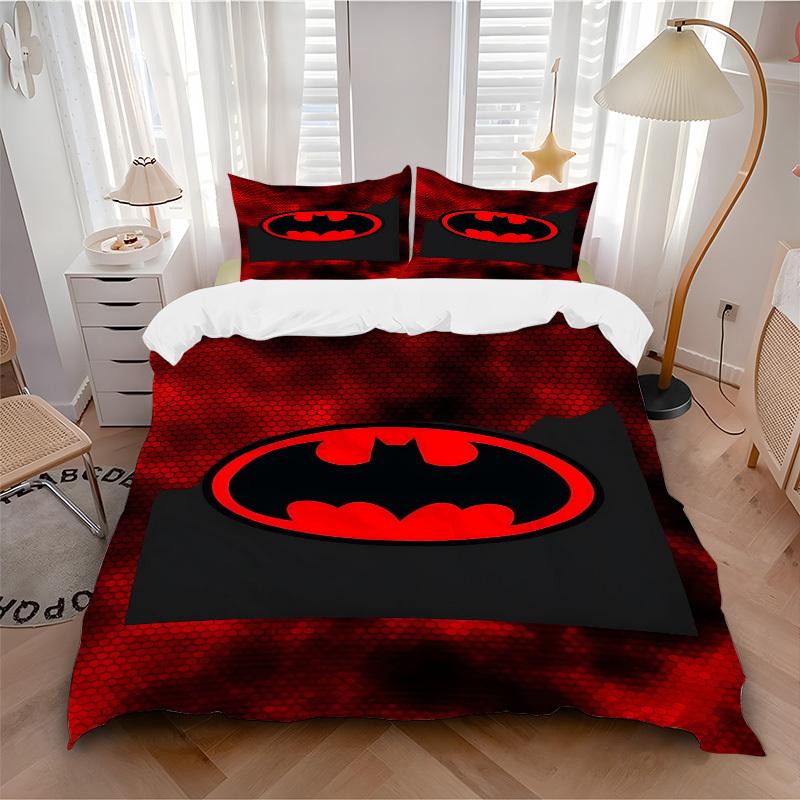 3pcs Batman Symbol Duvet Cover Set, 1 Duvet Cover + 2 Pillowcases (No Insert), High-Definition Print, Home & Dorm Set yy251208084