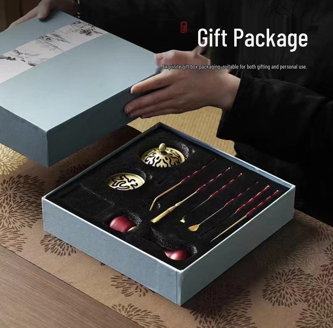 Brass Incense Burner Set with Spoon and Press