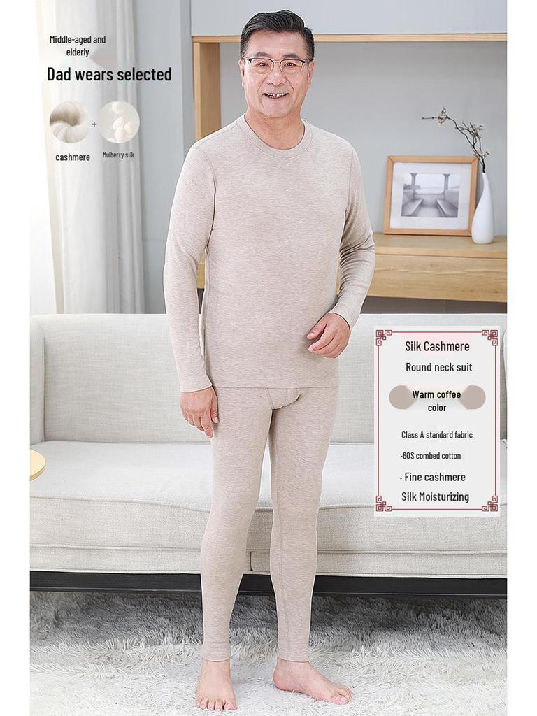 Cashmere Elderly Warm Set: Cozy Autumn/Winter Underwear Gift for Mom & Dad with Plus Velvet