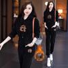 Women's Fleece-Lined Hooded Sweatshirt & Sweatpants Set - Stylish, Slimming, Perfect for Autumn/Winter 2024