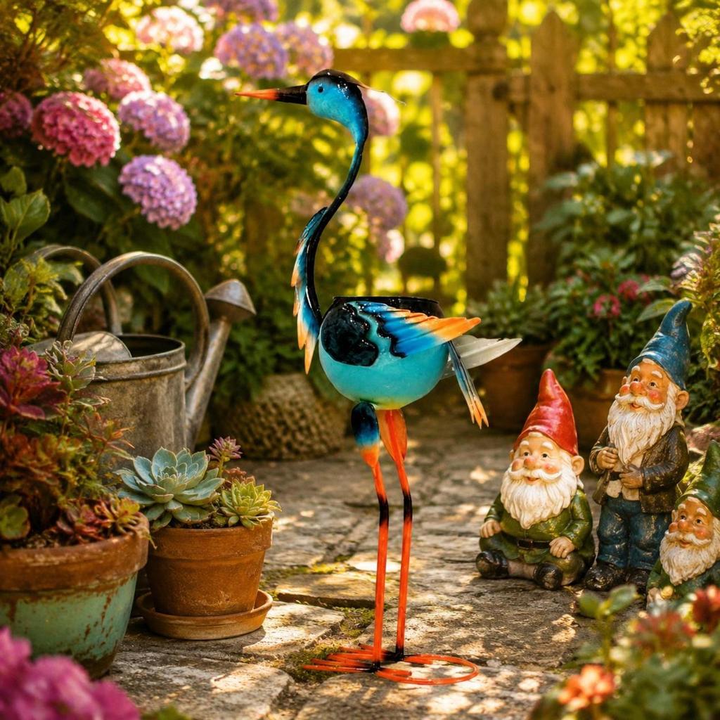 Pot Colorful Metal Animal Planter Freestanding Peacock