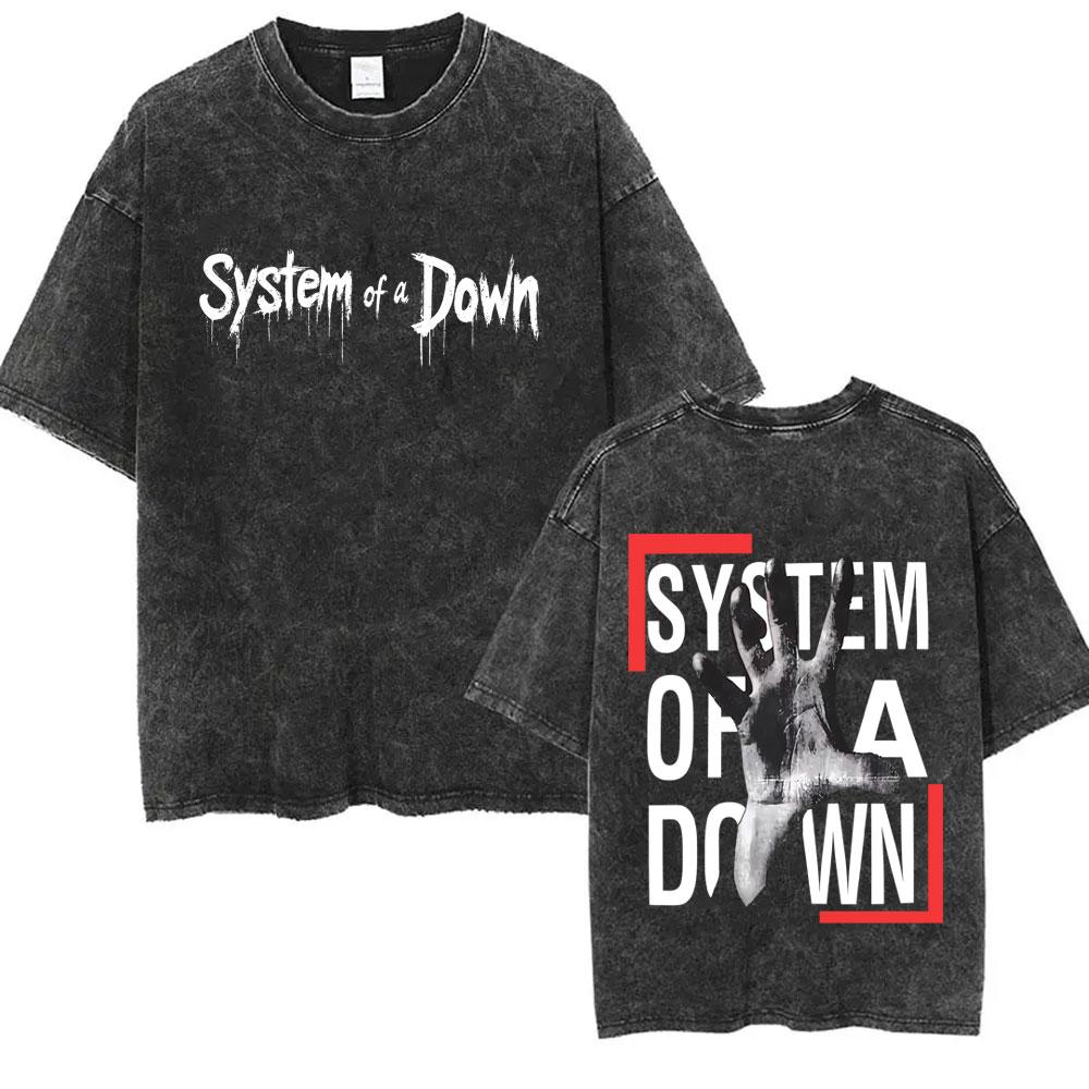 System of A Down Mezmerize Washed Vintage Tshirt Men Women Gothic Rock Oversized T Shirt Mens S Alternative Metal Tshirts