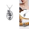 Halloween Skull Pendant Necklace With Crow Shape Design For Gothic Fashion Enthusiasts