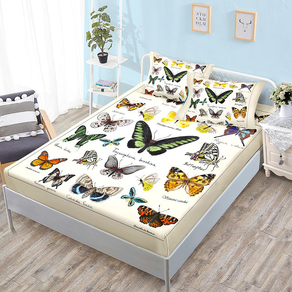 Simple Wind Dinosaur Butterfly Three-Piece Mattress, Mattress Cover Kit, Mattress Protective Cover