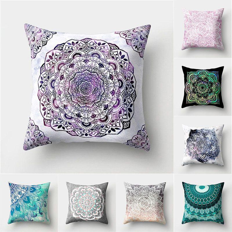 Elegant Boho Mandala Flower Square Cushion Cover For Stylish Home And Car Decoration